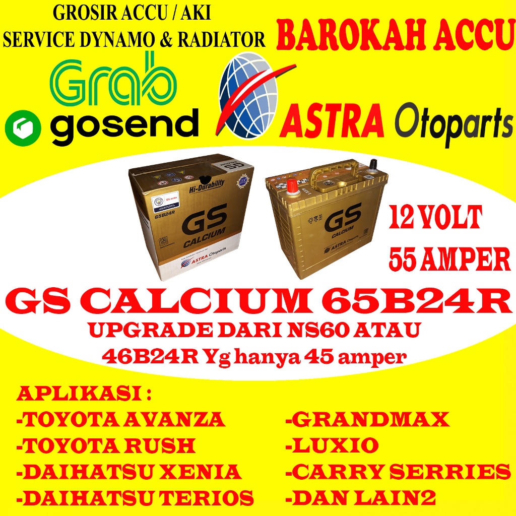 AKI MOBIL GS CALCIUM 65B24R , 55 AH ASTRA OTOPARTS
