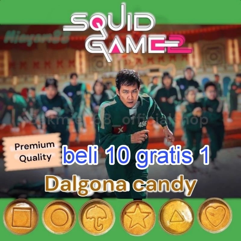

Dalgona Candy Permen Squid game 100pcs/50pcs | Ukuruan 10cm