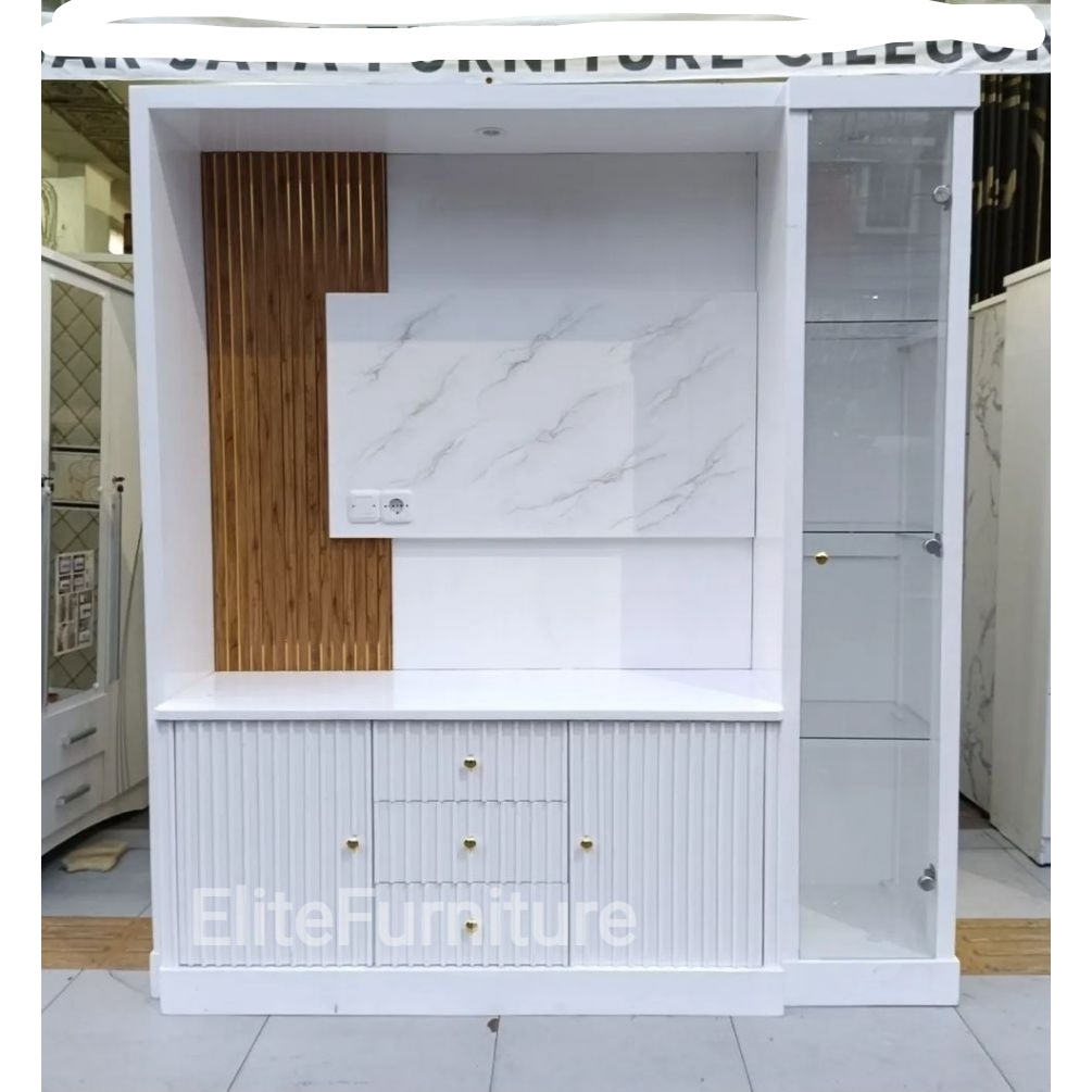 Bufet Sketsel Lampu Modern Putih , Partisi TV Jumbo , Partisi Sketsel LED