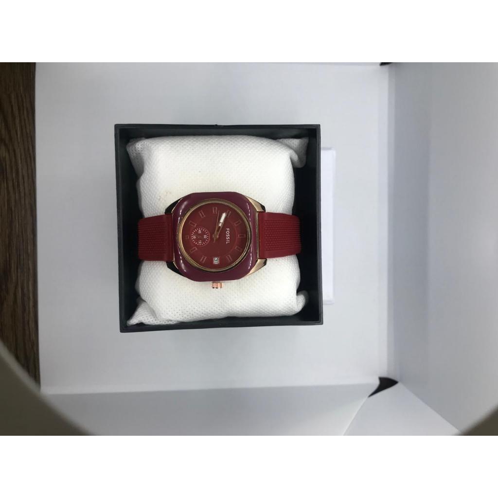 JAM TANGAN WANITA FOSSIL RED - ROSE GOLD RUBBER