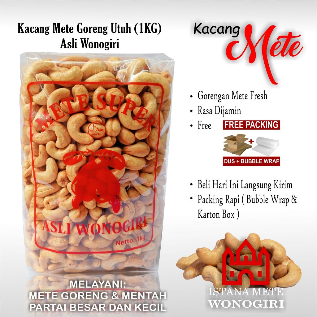 

kacang mede Super premium matang utuh 1kg ,Kacang mete mede matang mateng 1kg