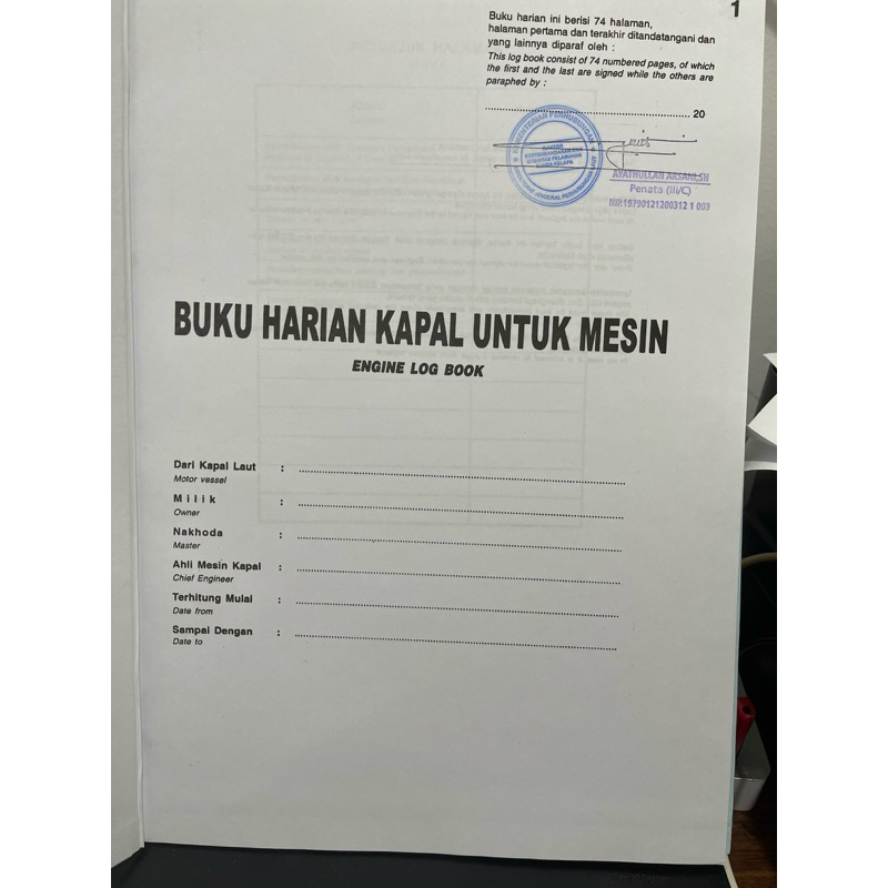 

Engine Logbook Stamp Syahbandar