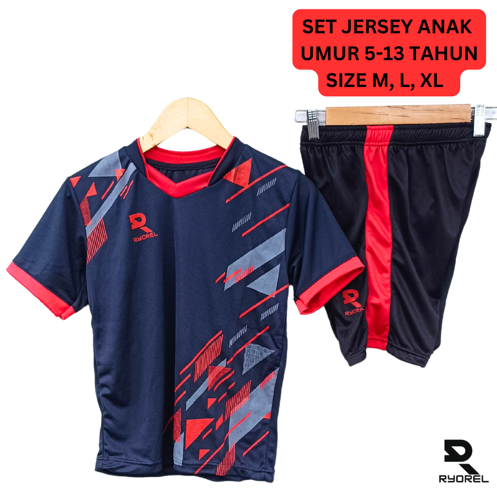 Setelan Baju Jersey Anak Anak Sepakbola Futsal Ukuran Junior Putra Putri Baju Celana Ukuran M L XL
