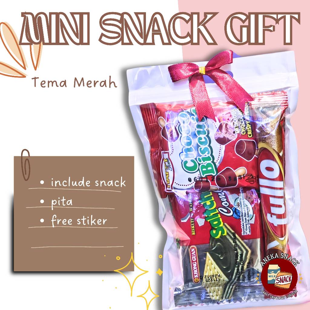 

Ready Stok - Mini Gift Snack Tema Merah / Mini Gift / Hampers Snack / Snack Ultah / Freebie Snack