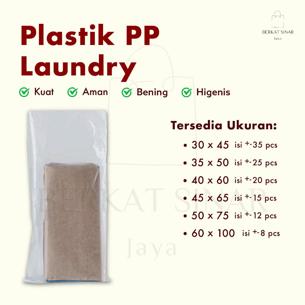 Plastik Packing Laundry / Plastik Laundry Kiloan / Plastik PP Bening