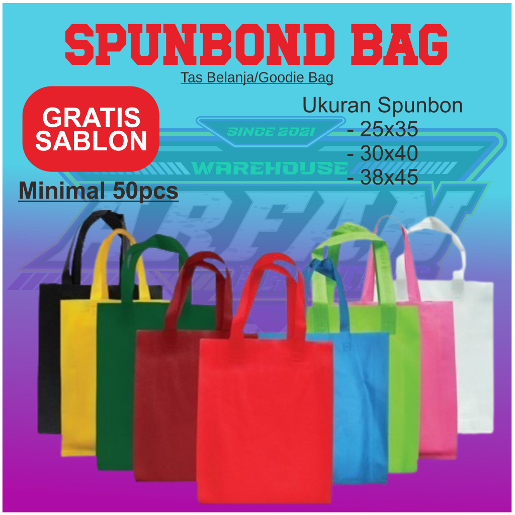 

Spundbond Custom Logo Tas Tote Bag Tali Standing Handle Bahan Kain Spunbond Termurah