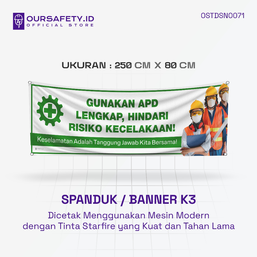 Banner K3 - Spanduk Keselamatan dan Kesehatan Kerja - Himbauan Keselamatan | OURSAFETY.ID