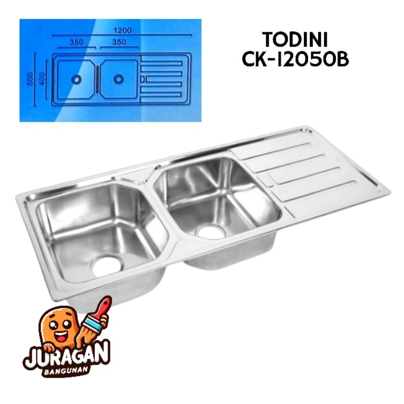 TODINI Kitchen Sink CK-12050 | Wastafel Cuci Piring Sayap | Bak Cuci Piring Sayap | Wastafel 1 Bak |
