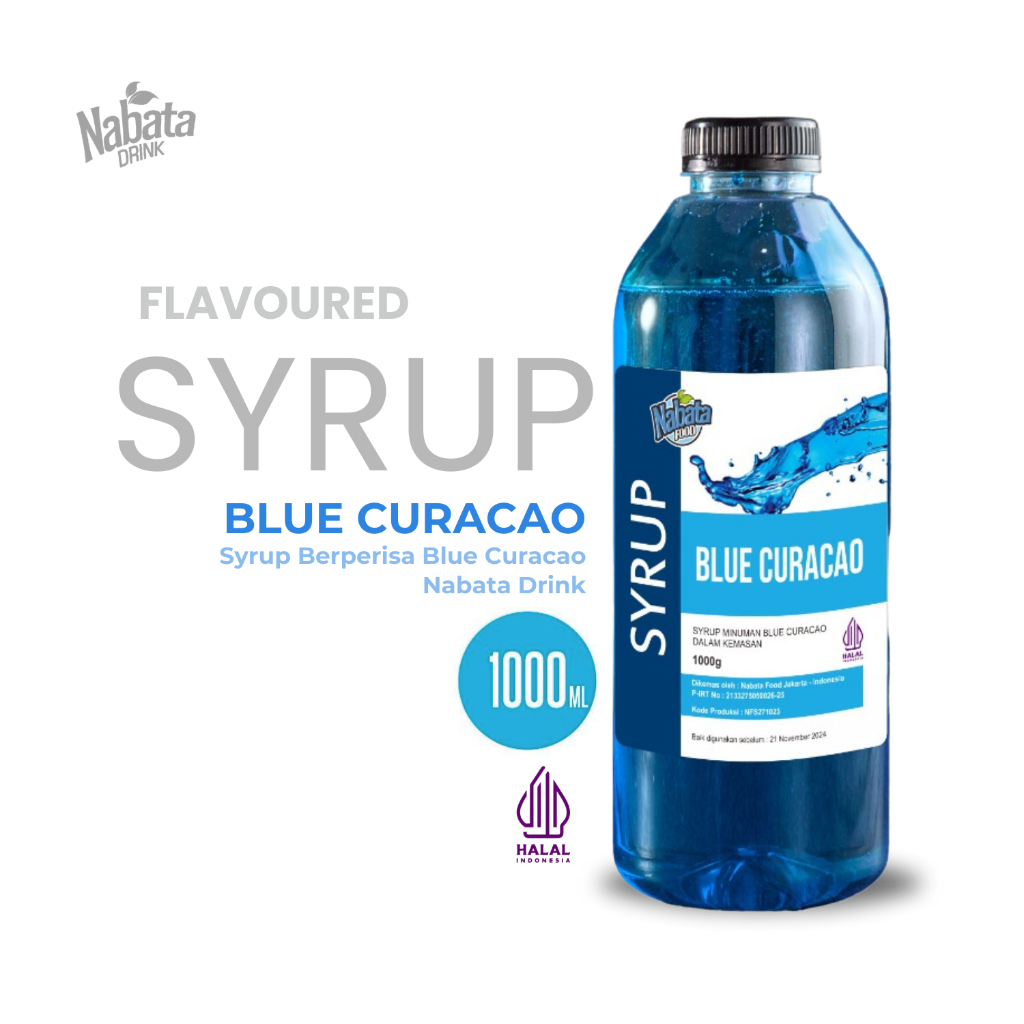 

Sirup Blue Curacao 1000 Ml Nabata Drink - Blue Curacao Syrup - Blue lagoon Ocean1 Liter Halal