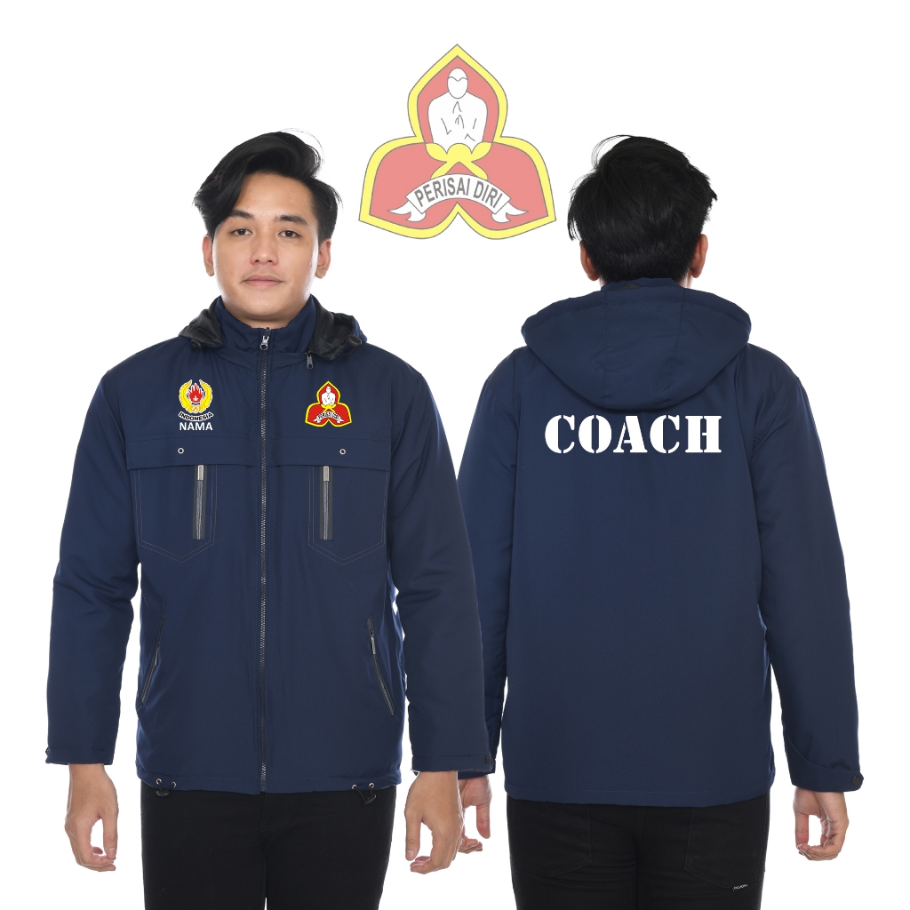Jaket Olahraga Perguruan Silat Perisai Diri Jaket Pelatih Pria Wanita Parasut Semi WF Bisa Custom
