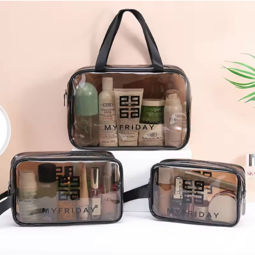 TAS KOSMETIK TRANSPARANT WATERPROOF / TAS  PERALATAN MANDI SERBAGUNA