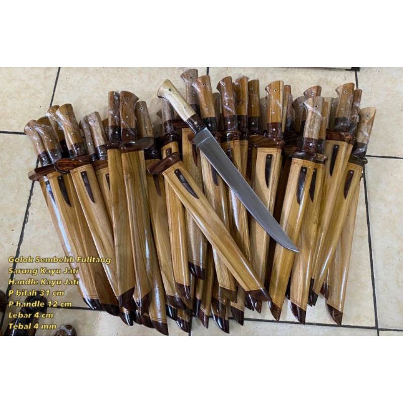 [Kucing_onyen] Pisau Dapur Sarung Kayu Jati Varian 31cm