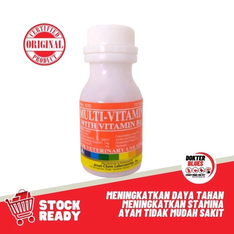 Multivitamin Ayam Filipin Lactate Vitamin Nafsu Makan Arvet-Chem 100 Tablet Vitamin Nafsu Makan khus