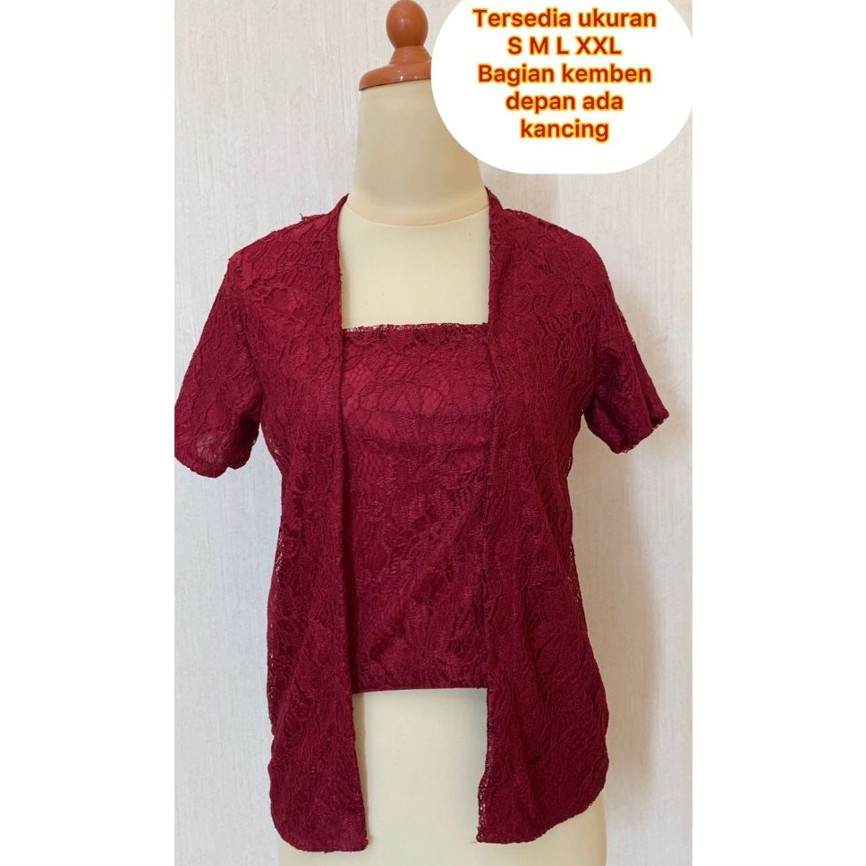 Atasan Kebaya Wanita Lengan Pendek Bridesmaid Lamaran Wisuda Baju Kondangan Brokat Tile Busui Friend