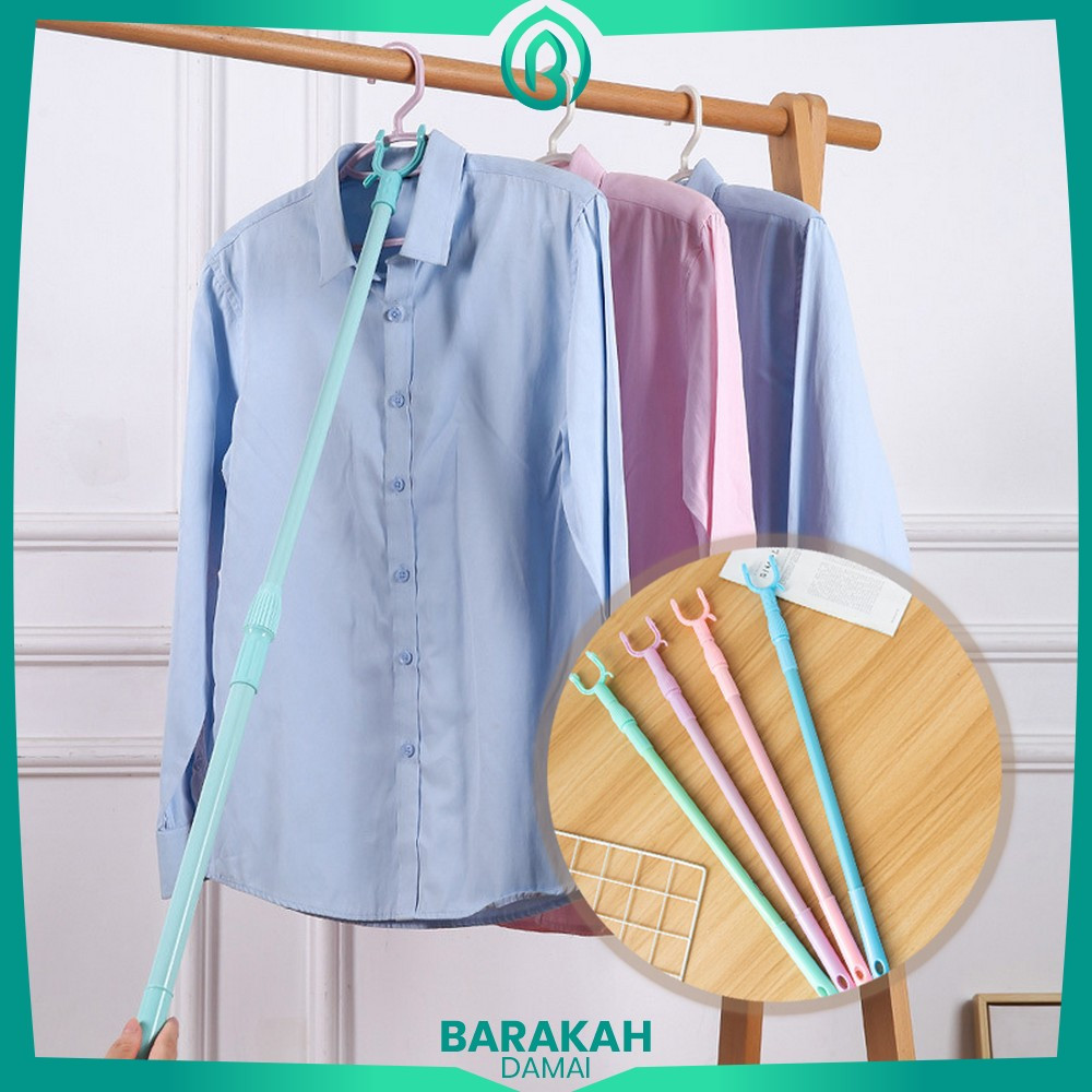 Tongkat Pengait Jemuran Bisa Setel Panjang Pendek / Galah Hanger Gantungan Baju Display Toko / Tongk