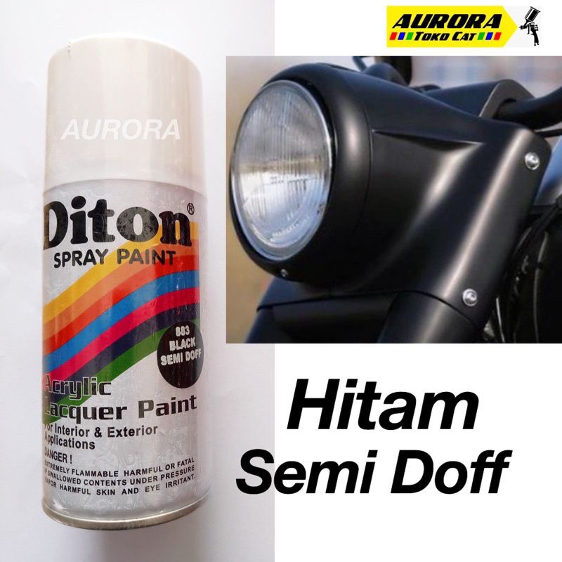 Pilok Diton Black Semi Doff 883 Hitam agak Dof 300ml | Cat Semprot Sepeda Motor Mobil