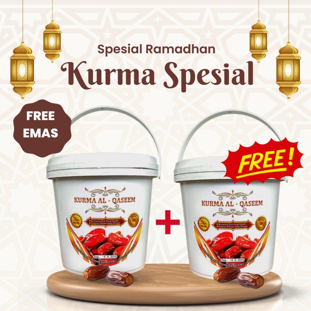 

( BELI 1 GRATIS 1 ) Kurma Al Qaseem Kemasan Ember 500gram Kurma sukari ajwa basah rasa enak & gurih