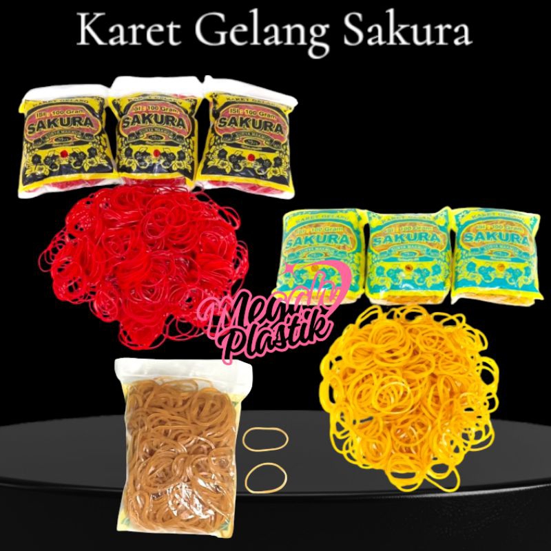 

Karet Gelang Sakura Berat 100gram/ UK.KUNING 14mm /UK.MERAH 11mm