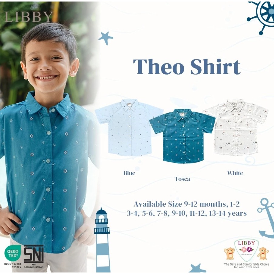Libby 9 Bulan - 12 Tahun Theo Shirt / Kemeja Katun Print Motif Fashion Anak Laki Laki Earth Series C