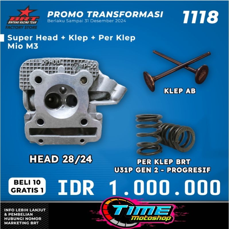 HEAD BRT MIO M3 / FINO 125 / X RIDE 125 KLEP 28/24 PORTING CNC