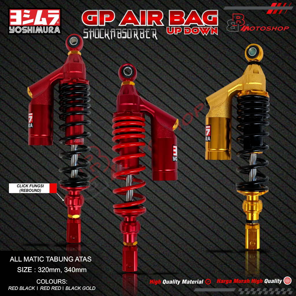 Shock Breaker Tabung Atas Click Fungsi GP Air Bag Uk 320mm 340mm semua motor matic
