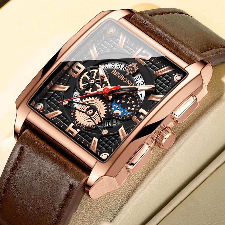 Jam Tangan Pria Rantai Kulit Asli Tahan Air Premium Original Binbond New Model Terbaru Fashion Impor