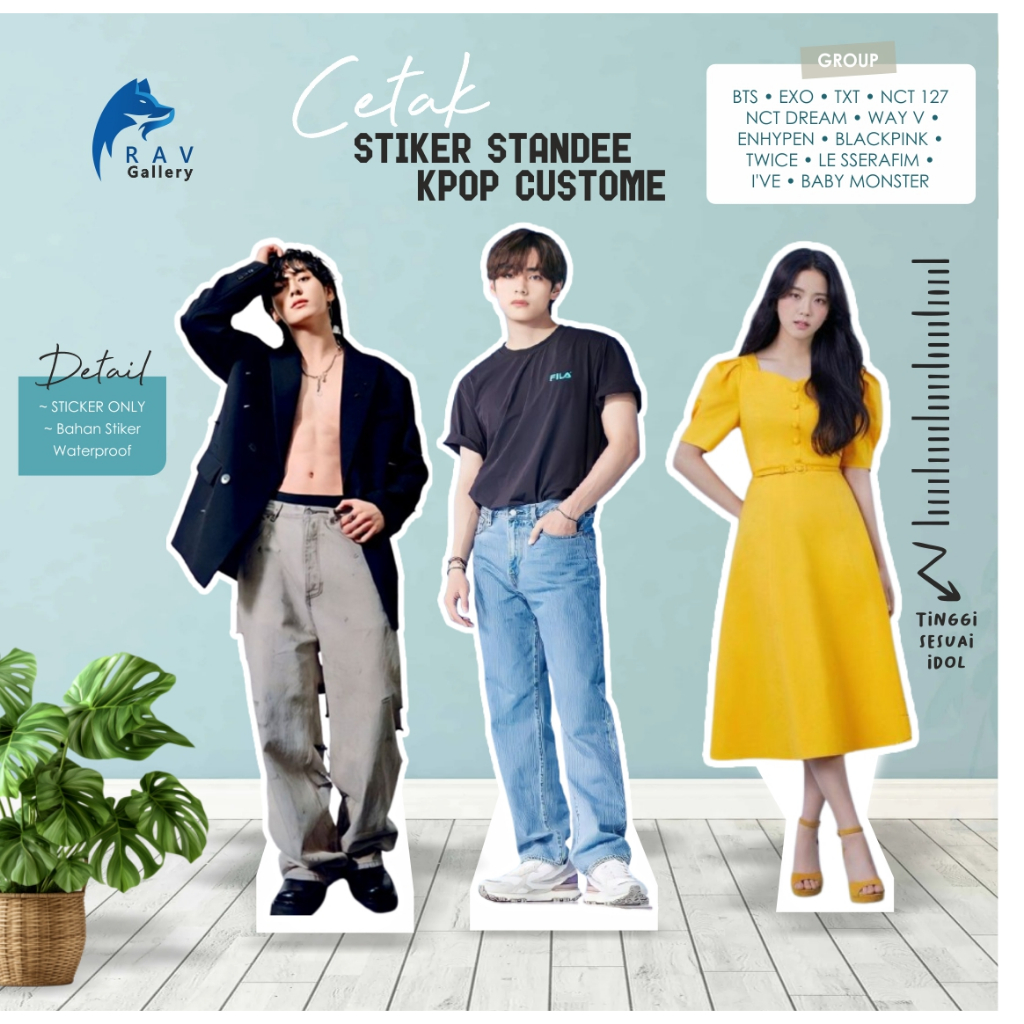 STIKER STANDEE BTS REAL SIZE / STANDEE KPOP / STANDEE HUMAN /  IDOL KPOP - ANIME / KOKOH KUAT WATERP