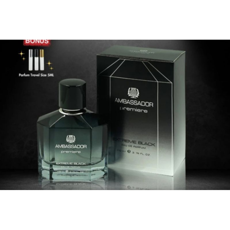 Parfum Pria Ambassador Premiere Extreme Black 110ml EDP Wangi Original