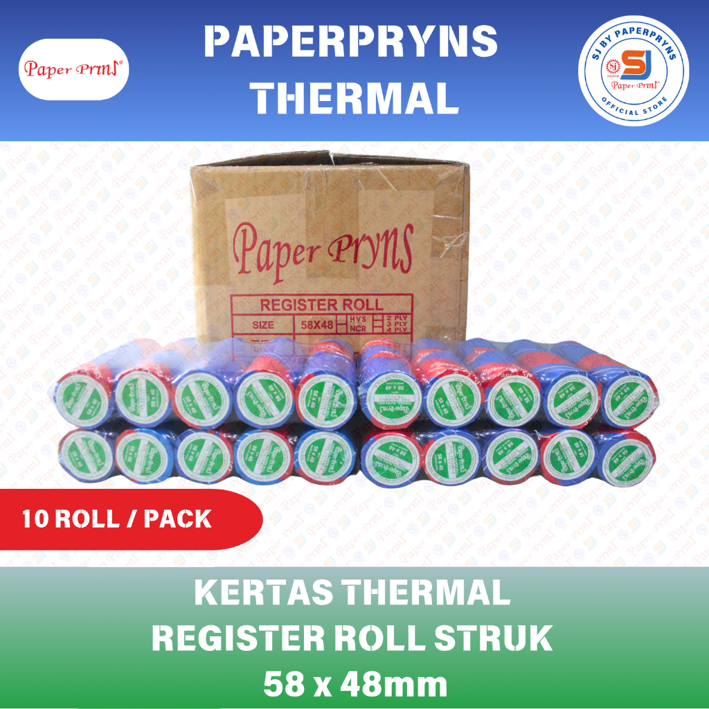 

PAPERPRYNS Kertas Thermal Register Roll Struk 58 x 48mm - 1 PACK (ISI 10 ROLL)