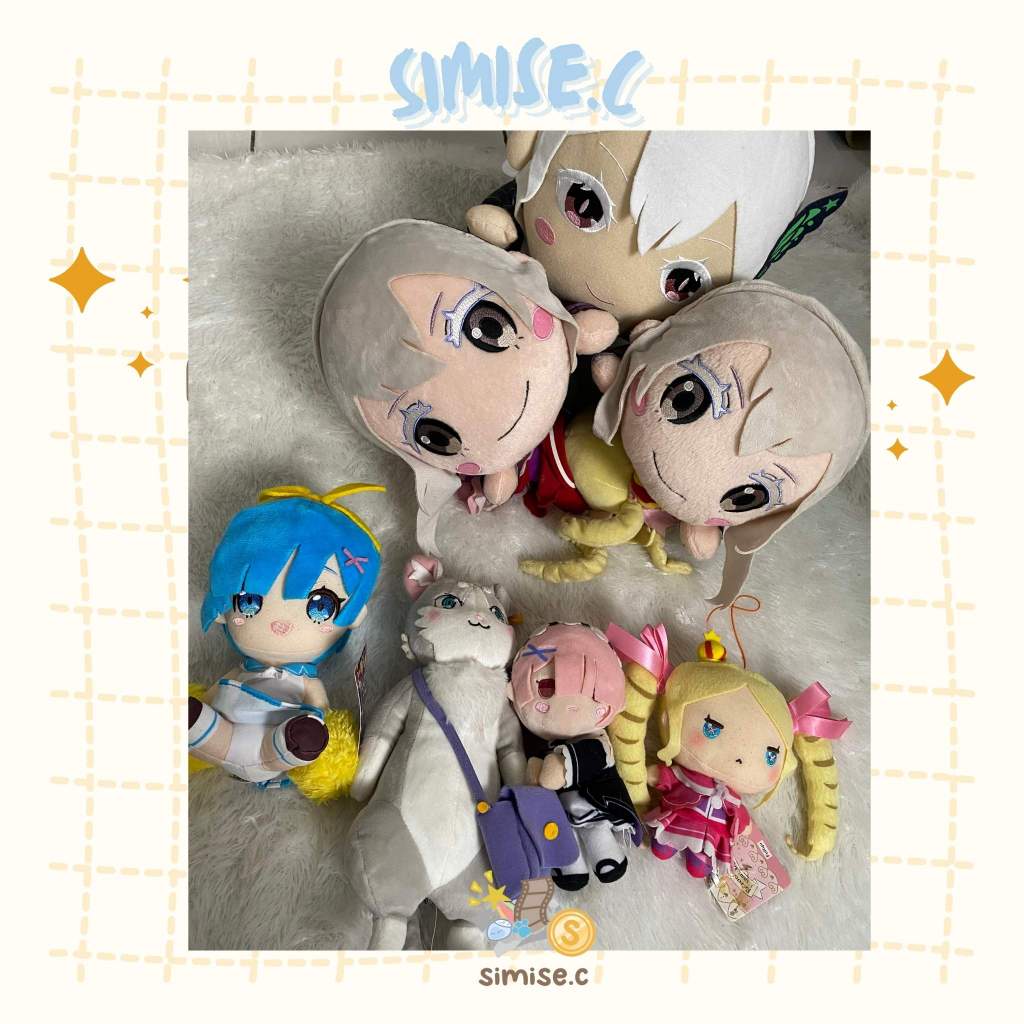 Re:Zero Plush / Boneka Anime Rezero - Rem, Ram, Echidna, Emilia, Puck, Beatrice