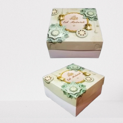 

5 pcs dus lebaran motif lentera hijau muda kemasan cookies box hampers eid mubarak 20x20x8cm