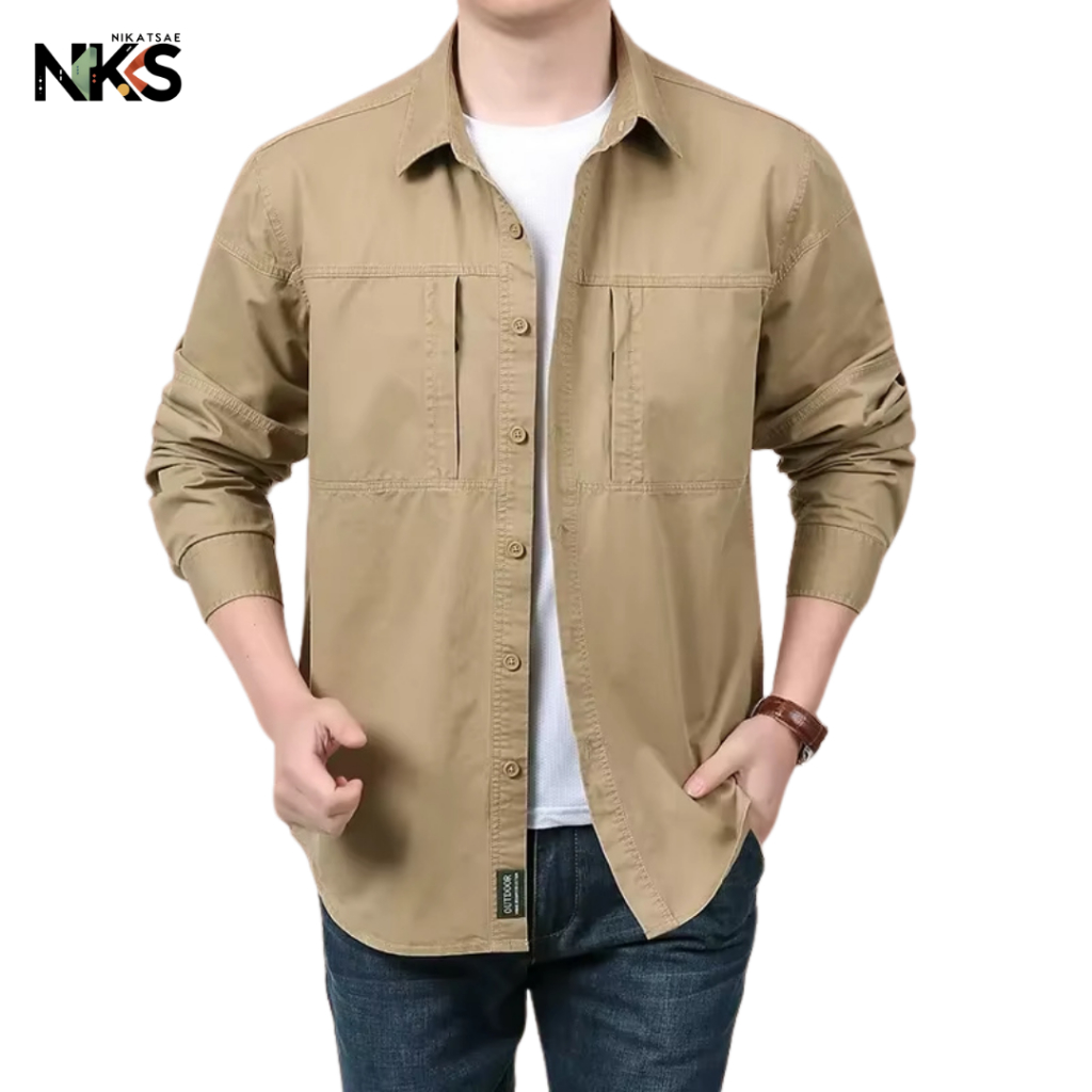 Kemeja Tactical Cream Lengan Panjang / Kemeja Tactical / Baju Tactical / Kemeja Tactical Pria