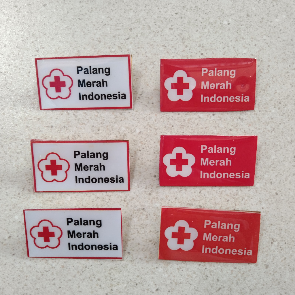 Pin Bros PMI Persegi Panjang Resin / Pin Aksesoris Palang Merah Indonesia satuan