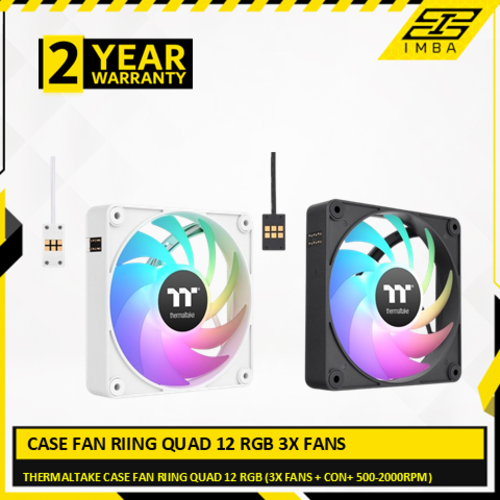 THERMALTAKE CASE FAN RIING QUAD 12 RGB (3X FANS + CON+ 500-2000RPM) WHITE OR BLACK