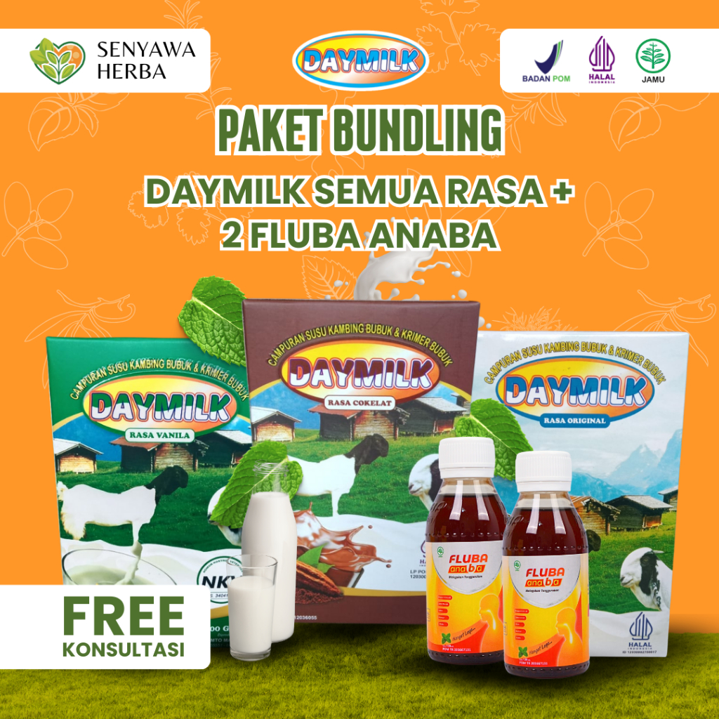 

Paket Bundling 3 Box Susu Kambing Etawa Daymilk Premium Semua Rasa + 2 Botol Madu Herbal Fluba Anaba