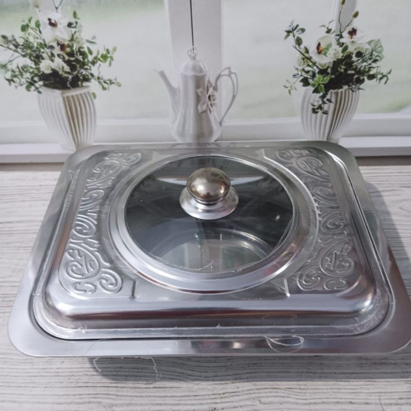 Tempat wadah prasmanan stainless tutup kombinasi