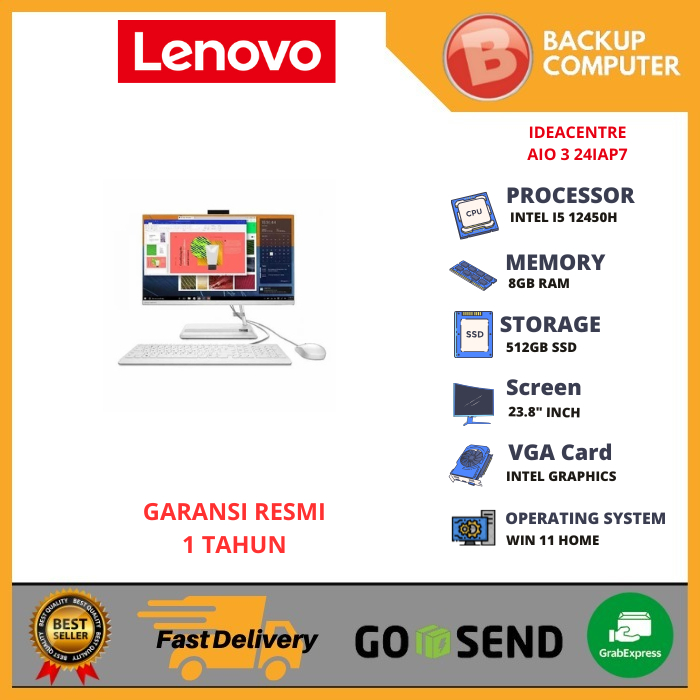 LENOVO IDEACENTRE AIO 3 24IAP7 C8ID/C7ID INTEL I5-12450H 8GB RAM
