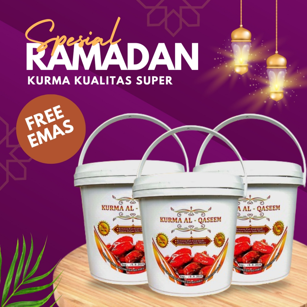 

( BELI 2 GRATIS 1 ) Kurma Ember 500gram Kurma Al Qaseem / Al Qassim Khualitas Premium enak ori