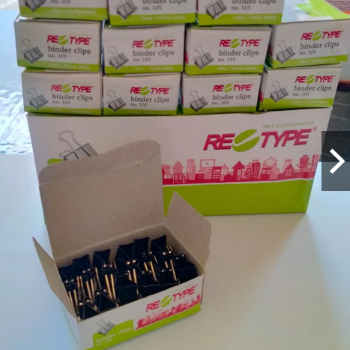 

1 gross isi 144 RE-TYPE Binder Clips no 107 RETYPE Penjepit Kertas Murah GROSIR