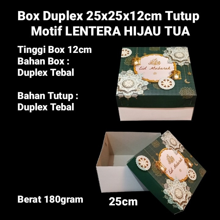 

Kardus Lebaran 25x25x12 ( 3 Pcs ) Motif Lentera Hijau Tua