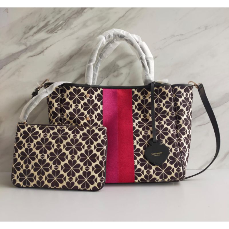 KS everything flower jacquard medium tote cream multi