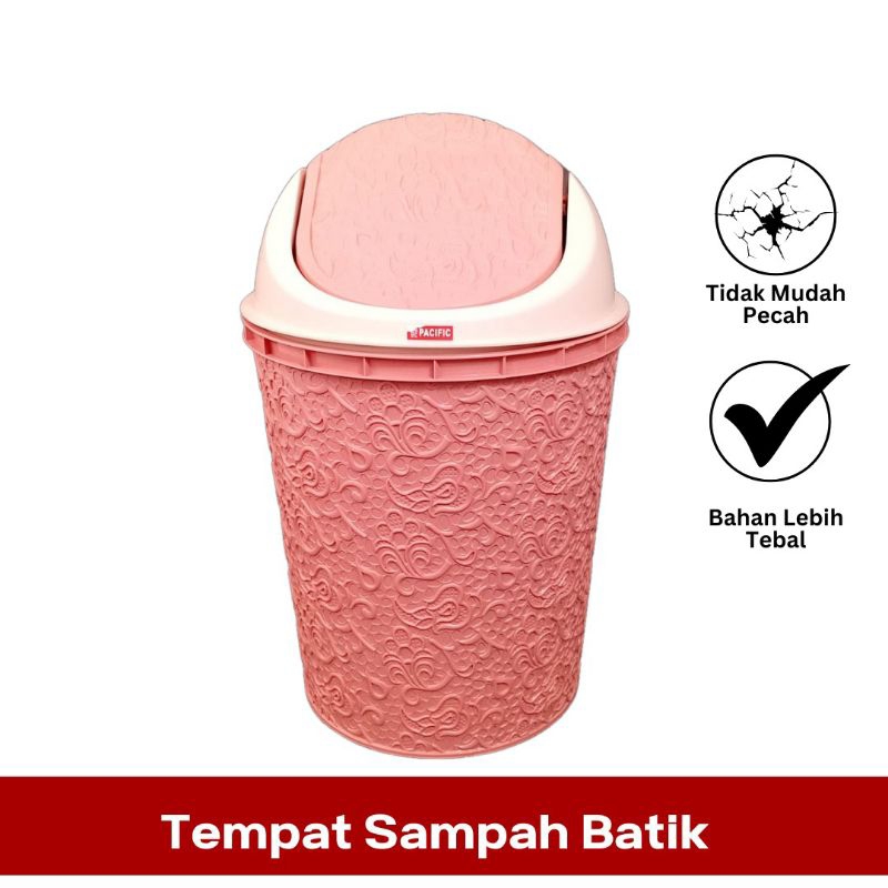 Tempat Sampah Batik Plastik 5 Liter Aesthetic Tutup Ayun - Dustbin Plastic Tempat Sampah Kecil