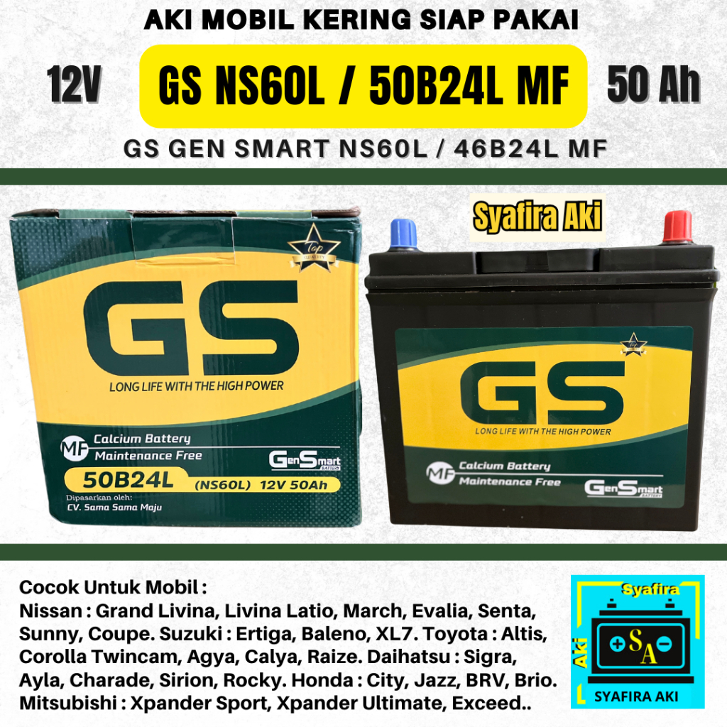 AKI MOBIL NISSAN GRAND LIVINA, XPANDER, EVALIA, XL-7 NS60L GS MF