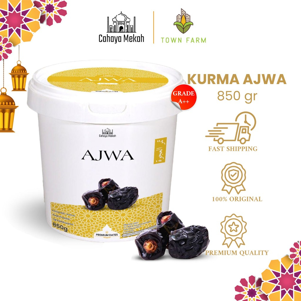 

Cahaya Mekah Kurma Ajwa Asli Madinah Kemasan Ember 850gr Ajwa High Quality 100% Original