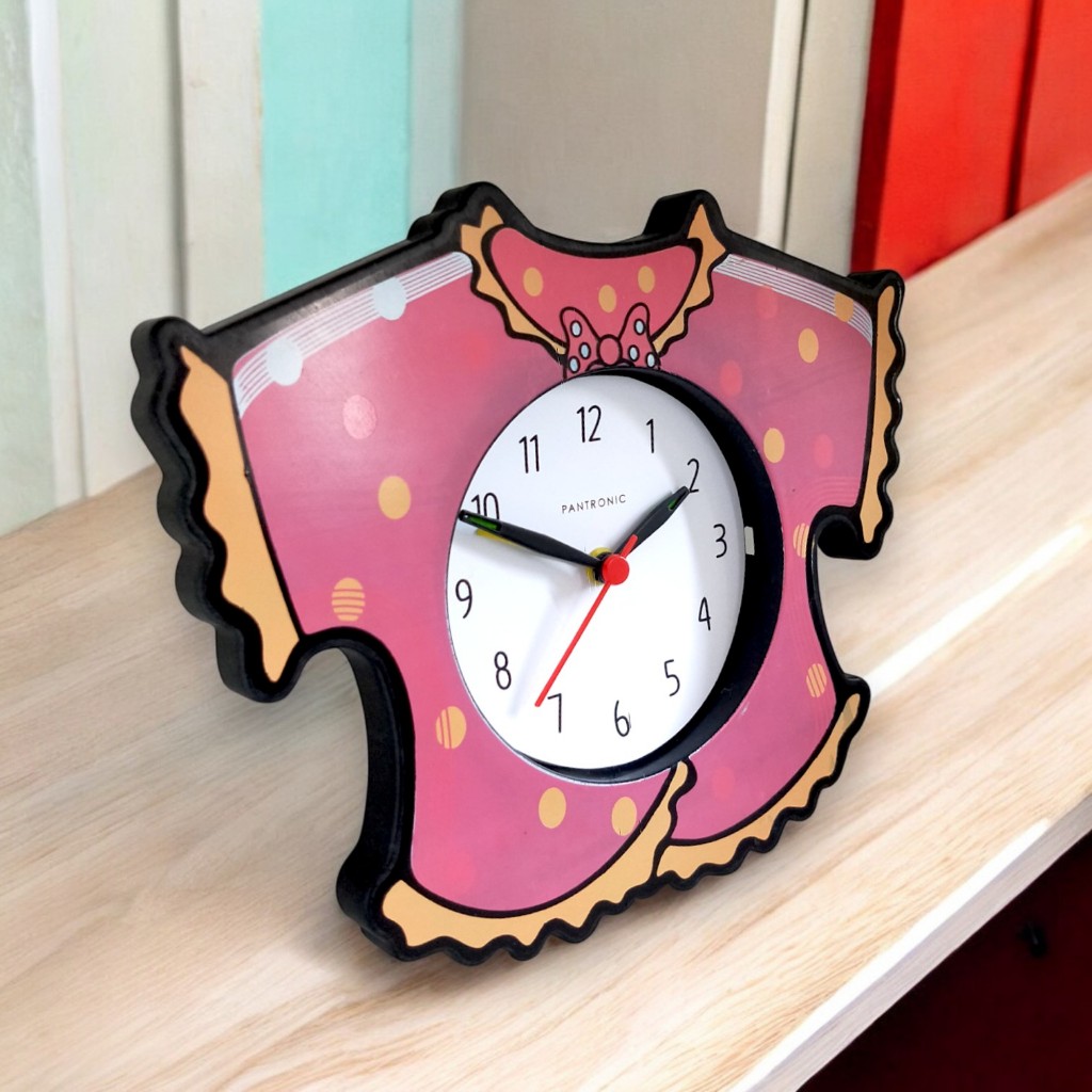 Pantronic Jam Weker Anak Perempuan Bentuk Baju Cantik Lucu Warna Pink Pt9031