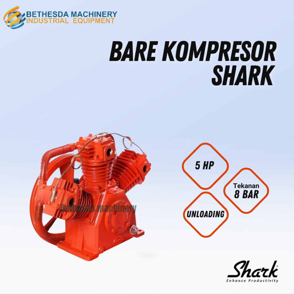 Bare Kompresor/Kepala Kompresor 5 HP 7.5 HP 10 HP 15 HP Unld 8 BAR Shark Unloading