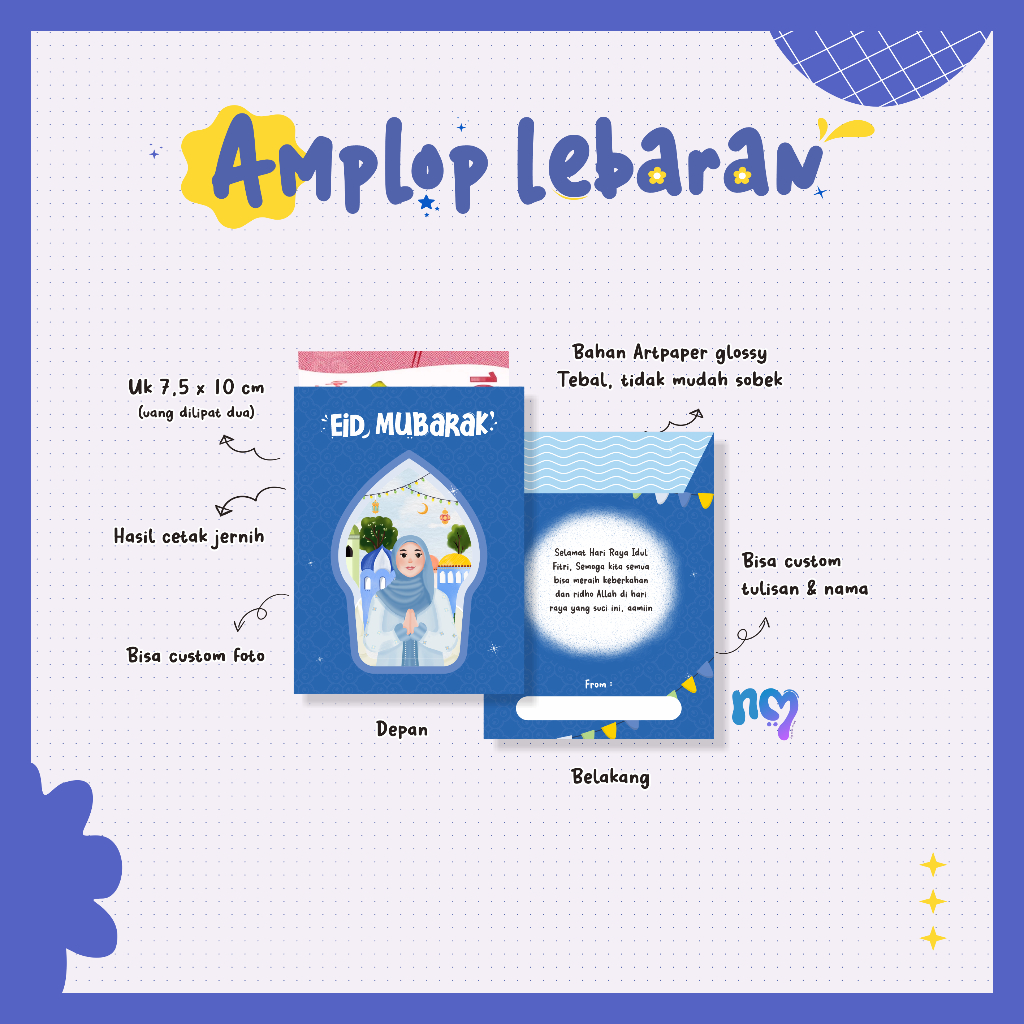 

(16 PCS) AMPLOP LEBARAN CUSTOM NAMA TERBARU 2025