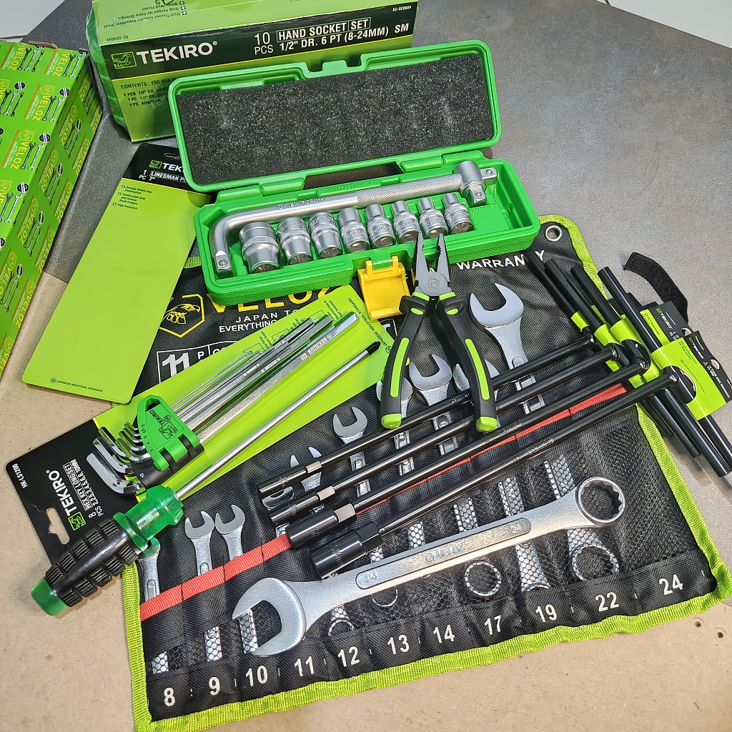 TEKIRO PAKET KUNCI BENGKEL 1 SET LENGKAP FULL SET / Kunci Shock ( 8 - 24 Mm ) + Ring Pas Set ( 8 - 2