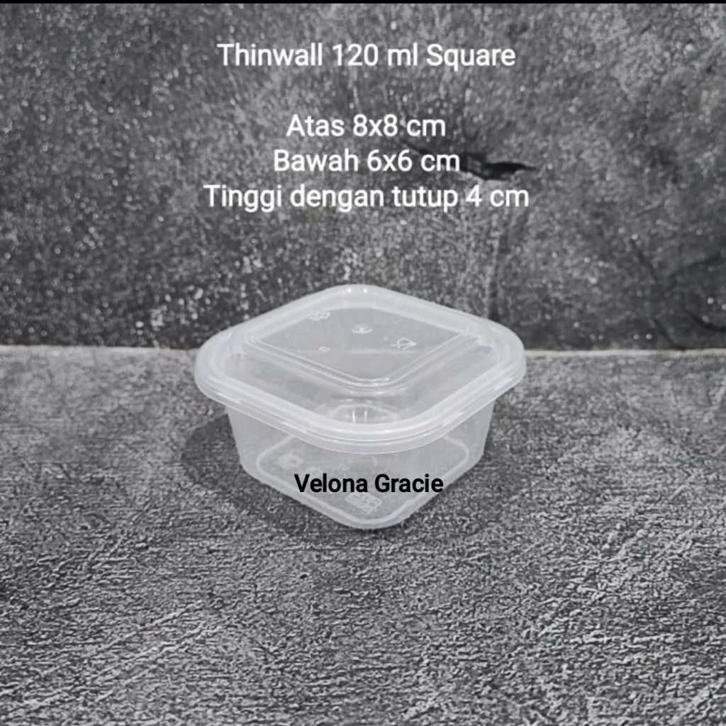 Thinwall 120 ml Square isi 25 pcs Cup Puding Mini Kotak Persegi Microwave