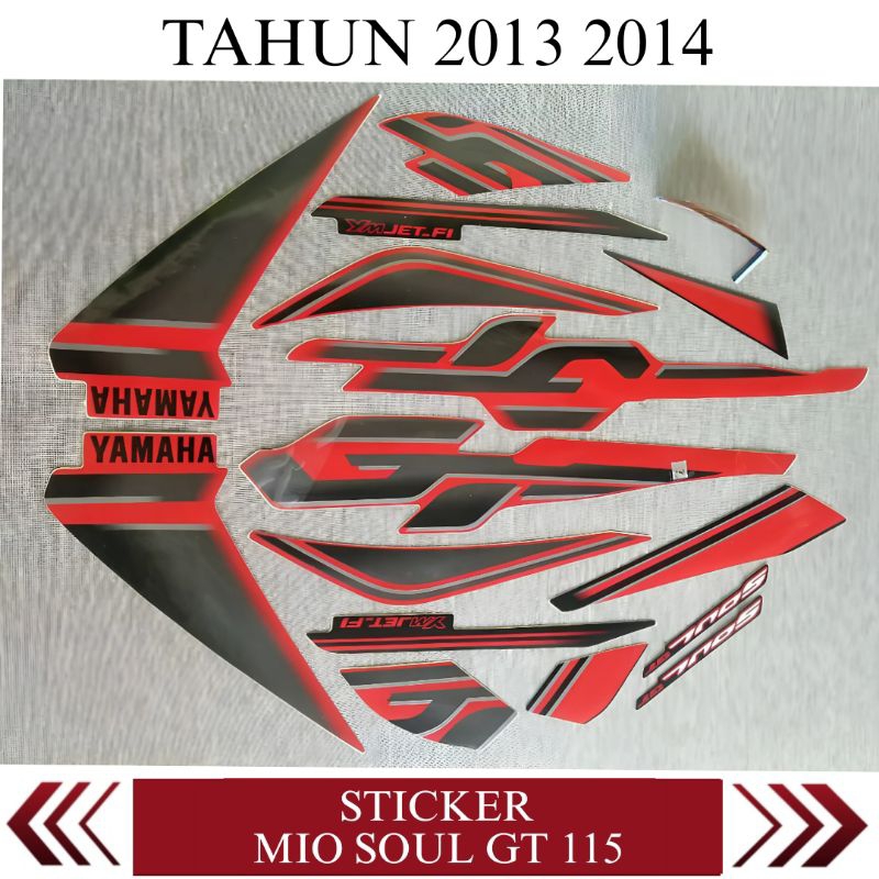 Sticker Striping Standar Full Body Mio Soul GT 115 2013 2014 Muscle Merah